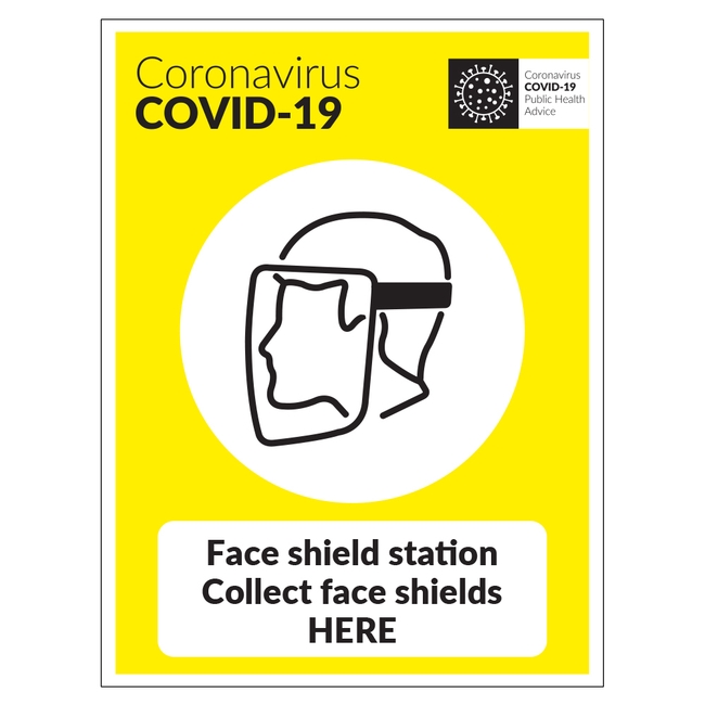 COVID-19 Face Shield Station Sign